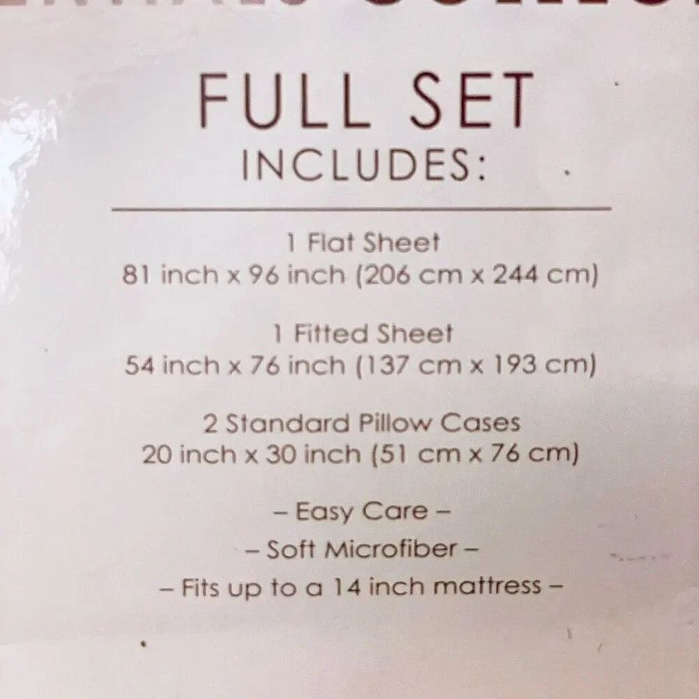 NWT Vintage Essentials Collection Full Burgundy   4 Pc Soft microfiber Sheet Set